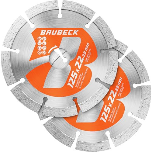 Diamantscheibe 125mm für Stein, Beton, 2Stk. Leistungsstark kompatibel mit Winkelschleifer von Bosch, Metabo, Diamant Trennscheibe 125 Diamanttrennscheibe 125 Diamant Trennscheibe 125 Stein (Design 3)