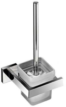 ITETONE Toilet Brush Holder Wall Mount, Stainless Steel Bathroom Cleaning Set Wall Mounted, Square Floating Toilet Bowl Brush Holder, Metal Mounted Lifted Toilet Brush and Glass Holder for Home