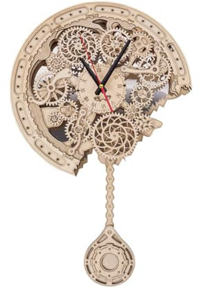 WYFTOY 3D Holzpuzzle für Erwachsene, DIY 3D Holz Zahnrad Uhr Kunst Puzzle Modell, Holz Brain Teaser Bausteine (Kit Version/80PCS)