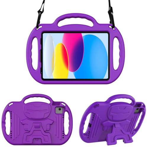 Surom Kids Case for New iPad A16 11th Generation 11-inch 2025/10th Generation 2022 & Air 11 (M3/M2) 2025/2024 & Air 5th/4th Gen & Pro 11, Shockproof Case with Shoulder Strap Handles Stand, Purple