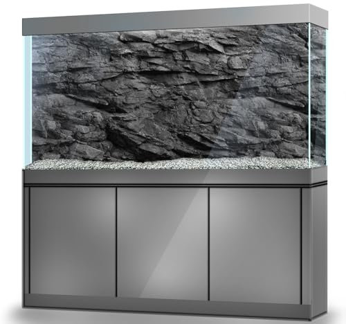 LYYAB Aquarium Hintergrund Aufkleber - Schwarzer Stein Felsen Textur - Aquarium Reptilien Terrarium Dekor Poster (80 x 40 cm / (31,6 x 15,7 Zoll)