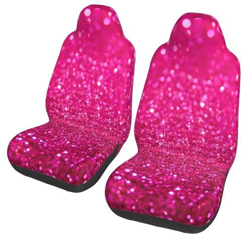 YOFIEN Rosa Glitzer, 2 Stück Autositzbezüge, universeller Anti-Rutsch-Sitzschutz für Vordersitze