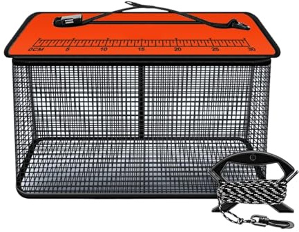 Floating Fishing Basketball, Reflective Foldable Net Cage for Live Catch, Heavy-Duty Portable Fish Trap with Buoyancy Ring, Durable Mesh Storage Stream, River, Sea, Rock Fishing