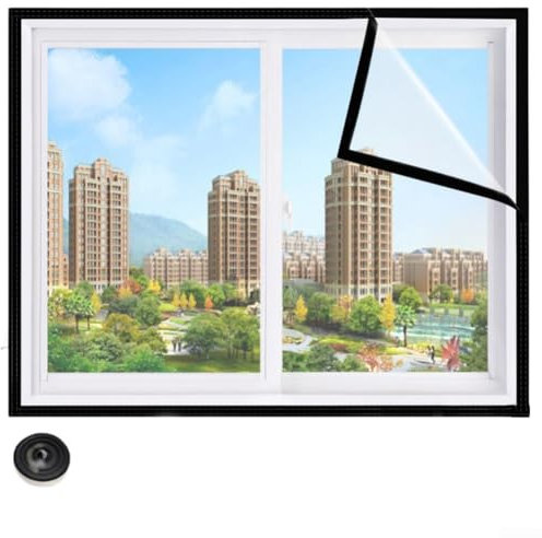 Isolierfolie für Fenster, PE-Folie, warme Folie für den Winter, kalt, staubdicht, transparent, wetterfest, Fensterisolierungs-Sets (120 x 160 cm)