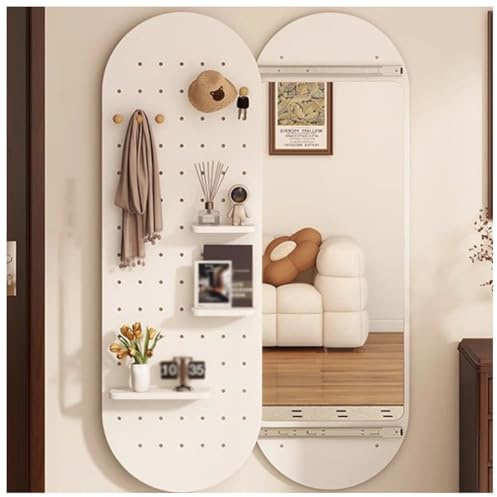 Miroir mural avec crochet et étagères, porte-manteau 2 en 1 pour entrée, chambre à coucher, décoration de salon