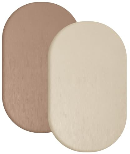 Yoofoss 2er Set Musselin-Baumwolle Spannbettlaken Kinderwagen Baby Bettlaken Beistellbett 90x55 cm Stubenwagen Matratzenbezug für Babybett(Beige Hellbraun)