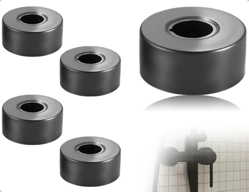 Emezddo 4 Pièces Couvercle Rosace, Couvercle de Tuyau de Robinet en Acier Inoxydable, Rosace de Douche Rosace, Utilisé pour les Robinets de Douche de Salle de Bain à Domicile (Noir)