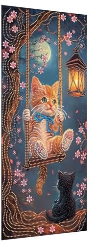 Reofrey Spezialform Diamond Painting Erwachsene Groß XXL Katze, Dril Diamant Painting Bilder Set Engel, Kreuzstich Erwachsene Stickerei Crystal Strass Foto Craft Für Wall Home 30x60cm