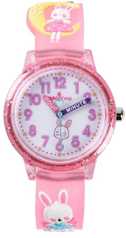 Bigemida Kinderuhr,wasserdichte Kinderuhr, 3D Cartoon Lernuhr, Analoge Quarzuhr,Silikon Uhrenarmband, Geeignet für Mädchen im Alter von 3-11 Jahren (Einhorn)