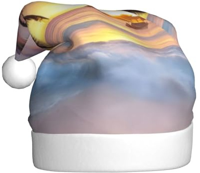 QAZWZML Sunrise Tropical Palm Tree Island Printed Christmas Hat Adult Size Holiday Decorative Hat Suitable for Christmas Party Clothing Accessories