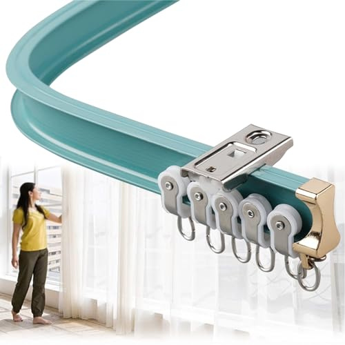 Gebogene Aluminium-Vorhangschiene, Decken- und Wandhalterung, Raumteiler, 100-660 cm, flexible Fenstervorhangstange für L/U-Installationen