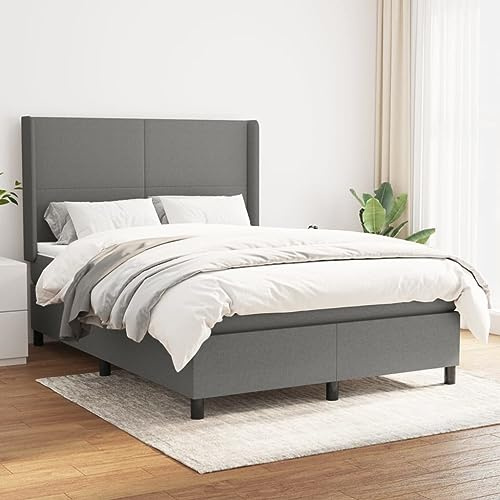 Owoxanthellate Boxspringbett 140x200 Dunkelgrau Stoff Taschenfederkern Höhenverstellbares Kopfteil Lärmschutz Modernes Schlafsofa