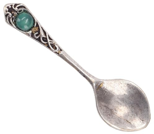 GURU SHOP Mini Löffel, Teelöffel, Kettenanhänger - Silber/Türkis Calcedon, 4x0 cm