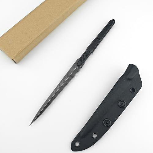 huaao Outdoor Messer Survival, Full-Tang Feststehende Klinge, 8Cr13Mov Edelstahl, mit Kydex Scheide, Drop Point, Grau, für Camping und Bushcraft