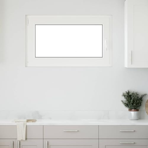 Nqyjm Ventana de sótano RISOR 100 x 60 cm PVC y cristal blanco con asas que se puede abrir, girar e inclinar, para cocina, sótano y cobertizo de jardín