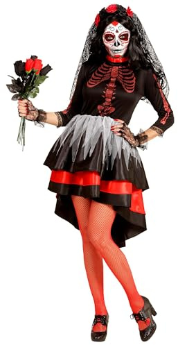 W WIDMANN MILANO Party Fashion - Kostüm Dia de los Muertos, Kleid, Skelett Braut, Day of the Dead, Mexiko, Halloween