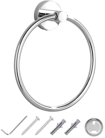 JASSFERRY Wall Mounted Circle Round Towel Ring Luxury Modern Design Bath Hand Towel Holder Hanger Polished Chrome