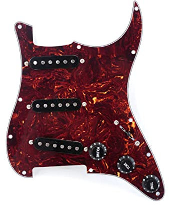 Musiclily SSS Prewired Pickguard Strat Loaded Pickguard Vorverdrahtetes Schlagbrett mit Single Coil Tonabnehmer Set für Fender American/Mexican Squier Strat E-Gitarre,4 lagig Tortoise Shell