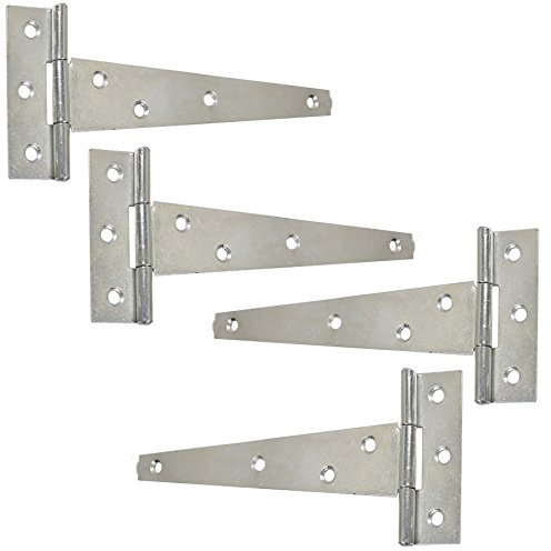 2 pares de bisagras en T galvanizadas, 250 mm, bisagras de zinc, puerta de remolque/cobertizo, bisagras en T