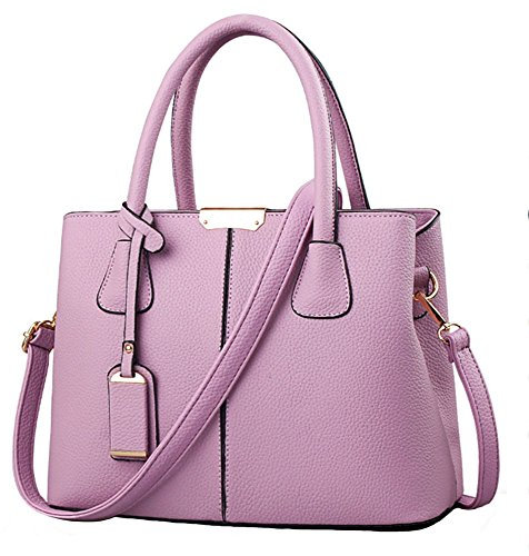 FiveloveTwo Dame Classy Satchel Handtasche Tote Handtasche Griff Tasche Umhängetasche Lila