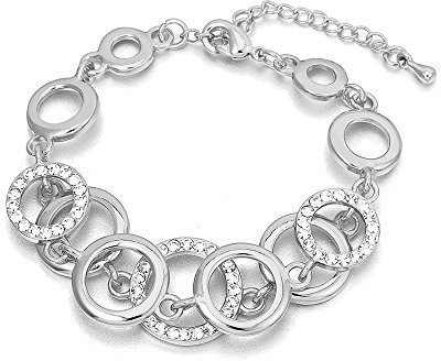 Bracciale Rigido per Donna, Anelli e Braccialetto Coppie Friends, Placcato Oro e Argento con Cristallo