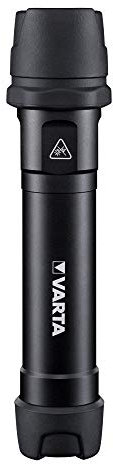 Varta 18704101421 Indestructible F30 Torcia Elettrica da Mano, LED, 3 Watt e 6 Batterie AA Incluse, 450 Lumen, 265 Metri, 65 Ore, Resistente a Urti e 0.1 W, Nero