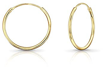 DTPsilver® 925 Sterling Silber Gelb Vergoldet Creolen Ohrringe - Klein/Mittelgroße/Groß - Dicke 1.5 mm - Durchmesser: 20 mm