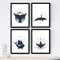 Set von 4 Blättern von Walen, im A4-Format, Poster Papier 250 gr hohe Qualität. Frameless