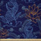 ABAKUHAUS Fisch Stoff als Meterware, Oriental Koi-Karpfen Sacered, Microfaser Multi Zweck Dekostoff für Kunsthandwerke, 3M (230x300cm), Königsblau Orange Aqua