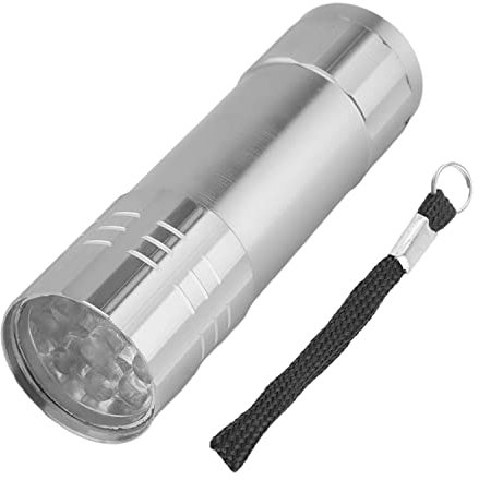 Othmro UV Mini 9 LED Aluminum Flashlight Ultraviolet Blacklight Torch with Lanyard AAA Battery Not Included Silver Tone for Pet Stains, Bed Bug and Scorpions 2pcs
