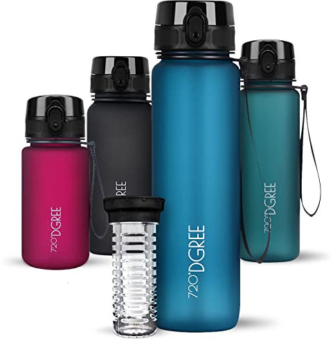 720°DGREE Gourde d'Eau 1l “uberBottle“ +Fruit-Infuseur softTouch - Sans BPA, Anti-fuite - Bouteille, water bottle idéale pour Enfants, Sport, Randonnée, Gym, Camping, Université, Voyage, Travail, Yoga