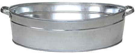 Rivanto® Zink Wanne mit Griffen, oval, Größe L, Wasch Wanne, 59 x 45 cm, Höhe 15 cm, Wasser Wanne für Garten, Terrasse & Balkon