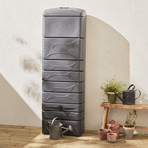 Regenwassersammeltank für die Wand Chastang 300L Anthrazit mit Rinnenanschluss-Set inklusive