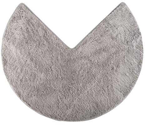fluffy® Badteppich für Eckduschen, Hochflor aus Mikrofaser, rutschfeste Unterseite (Rund | Innenmaße 45 x 45 cm, Grau)