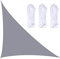 æ— Voile d'ombrage triangulaire imperméable avec crochet en D, 3 x 4 x 5 m avec 3 cordes pour terrasse, jardin, cour, gris