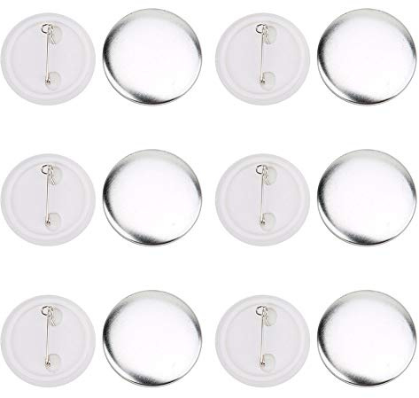 Cyrank 100 Juegos de 37mm, Piezas de botón de Pin de Insignia, Insignia de botón redondo, Kit de placa grande de acrílico transparente, Fabricación de Insignias Materiales para Hacer Manualidades