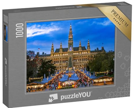 puzzleYOU: Puzzle 1000 Teile „Weihnachtsmarkt in Wien, winterliches Motiv“ – aus der Puzzle-Kollektion Wien, Österreich