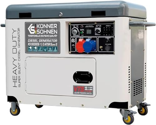 Könner&Söhnen KS 9300DE-1/3 ATSR Super S diesel generator 7500W(400V) | stromerzeuger diesel 6500W(230V)mit E-Start,Vorwärmer,1x16A (400V)/1x32A (230V),notstromaggregat