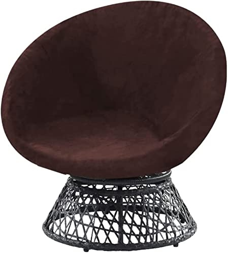 LINFKY Housse de Chaise de Soucoupe Ronde, Housses de Chaise de Lune en Velours Extensible pour Chaise de Soucoupe pour Adultes, Housses de Chaise Douces en Tissu Velours Amovibles (Marron,Large)