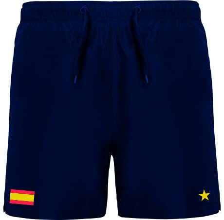 HITASE Bañador España (L) Unisex con la Bandera de españa - Color Marino Tallaje Hombre y Mujer. Spain S M XL Marca