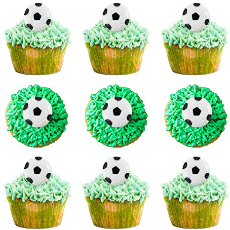 Cupcake-Topper aus Kunstharz, Fußball, Cupcakes, Essen, Sportbälle, Babyparty, Hochzeit, Geburtstag, Party, Kuchendekoration, 20 Stück