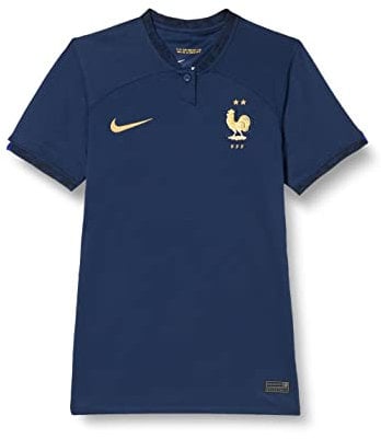 Nike France Homme Season 2022/23 Official T Shirt, Midnight Navy/Metallic Gold, XS EU
