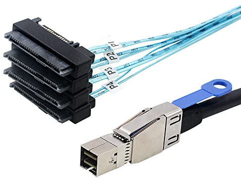 Allowish Mini SAS HD SFF-8644 to SFF-8482 29P 2-in-1 Array Card SATA Hard Disk Data Cable (1m)