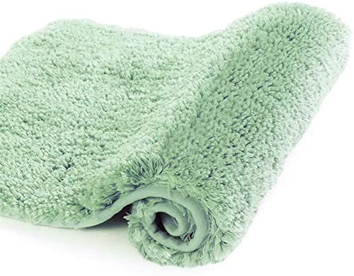 Reyox Badvorleger Maschinenwaschbare, Weiche Hochflor Badematte rutschfest, Mikrofasern Flauschig Badteppich für Badezimmer Hellgrün 60 x 90 cm