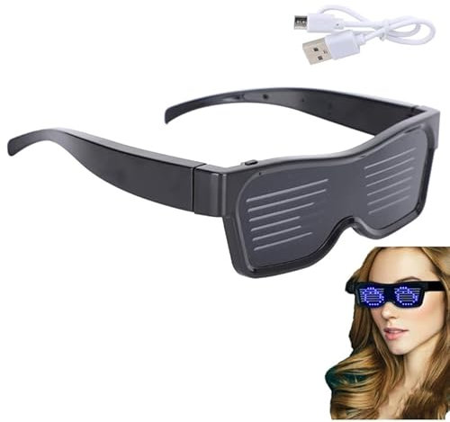 Sluffs LED-Brille Mit APP-Steuerung – Wiederaufladbar über USB, Perfekt Für Party, Club, DJ, Halloween, Weihnachten – Intelligente DIY-Brille