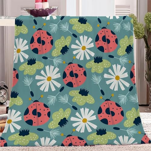 NDXRWDZR Manta Sofa Crisantemo Azul Mantas para Cama Sofa de Franela Manta Polar de Microfibre Suave Transpirable Cálida como Manta de Salón - 220x240 cm