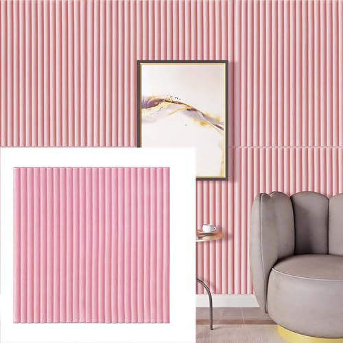 HAILM 10 PCS 70x70cm 3D Wandpaneele Peel and Stick, 3D Ziegel Tapete XPE Schaum Ziegel Selbstklebende Wanddekoration, für Wohnzimmer Schlafzimmer Büro Lobby Hotel,Rosa