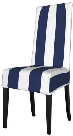 VhoMes Stuhlhussen, Mitternachtsblau und Weiß, gestreift, Bedruckt, Esszimmerstuhl-Schutzbezug, dehnbarer Stuhlbezug für Esszimmer, Küche, Hotel