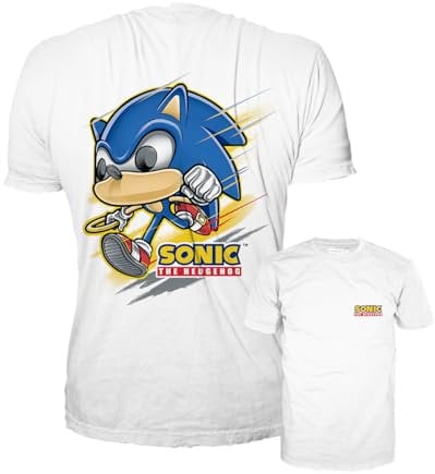 Funko Pop! Tee: Sonic The Hedgehog - Sonic The Hedgehog - (Running) - Large - Sonic The Hedgehog - T-Shirt - Clothes - Gift Idea - Short Sleeve Top for Adults Unisex Men and Women Multicolour