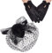 AHANDMAKER Fascinator Hut 50s Vintage Hut Für Frauen Teeparty Cocktail Teeparty Federn Schleier Netz Stirnband Federschleier Haarspange Kurze Handschuhe, Schwarz